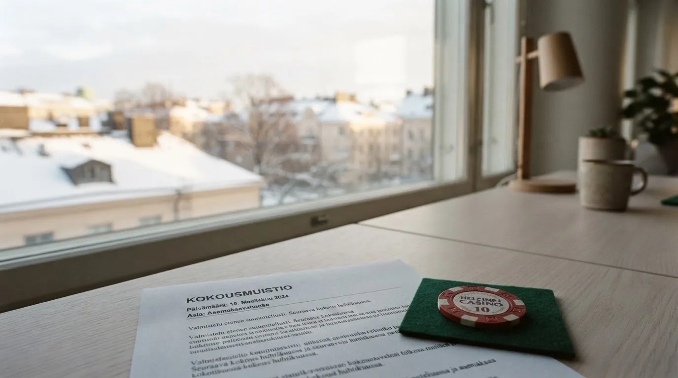 Toimistohuoneen ikkunasta näkyy maaliskuun aamu, lumi sulaa katolla auringonpaisteessa hiljaisella aamulla.